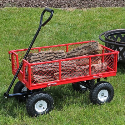 Sunnydaze Steel Log Cart, Heavy-Duty 400 Pound Weight Capacity, Blue   567146556